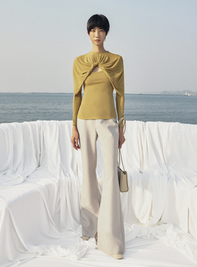 买手店越南CHATS by C.DAM2R冬季新款镂空褶皱修身上衣高腰裤