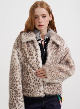 SOFITTE 25AW秋季 复古柔软豹纹短款皮草外套