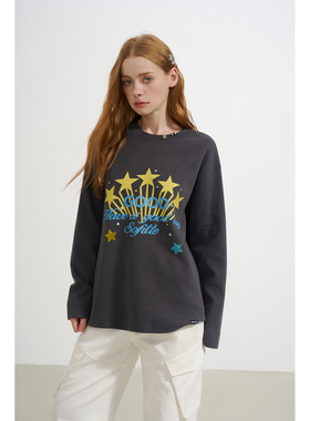 SOFITTE 25AW秋季 灰色星星字母印花烫钻金属长袖