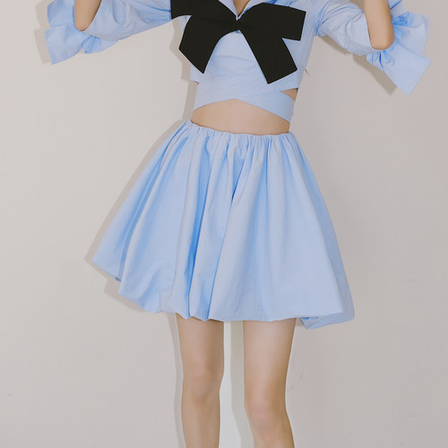 Masion.w蝴蝶结甜美仙女花苞裙