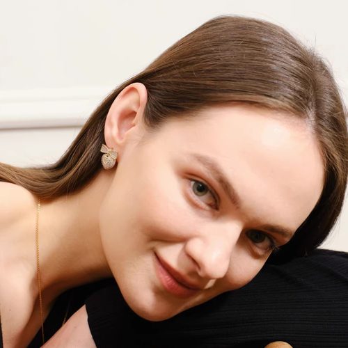 INCH EDITION爱心蝴蝶结锆石耳环复古高级感气质少女百搭