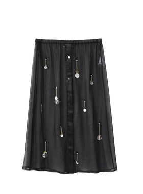 【清货折SM】ICE DUST 官方授权 夏新款黑色手工钉珠流苏罩裙百搭