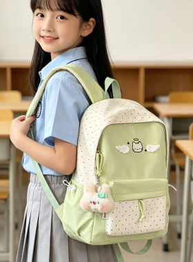 书包女生小学生一年级儿童淡绿色系可爱小猫高颜值ins女孩双肩包