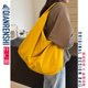 慵懒风大容量帆布包女2025新款 黄色休闲单肩通勤包包松弛感托特包