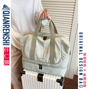 行李箱附加包女士大容量超大绿色行李包可套拉杆箱可扩容旅行袋