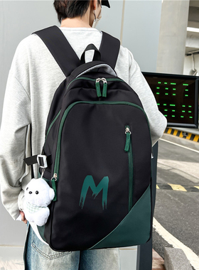 男生书包2025新款初中生高颜值大容量帅气黑色结实耐用补课双肩包