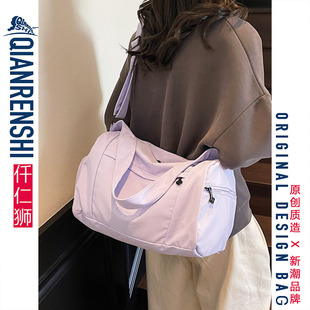 短途旅行包小型轻便2025新款夏季紫色尼龙行李包外出手提包可斜挎