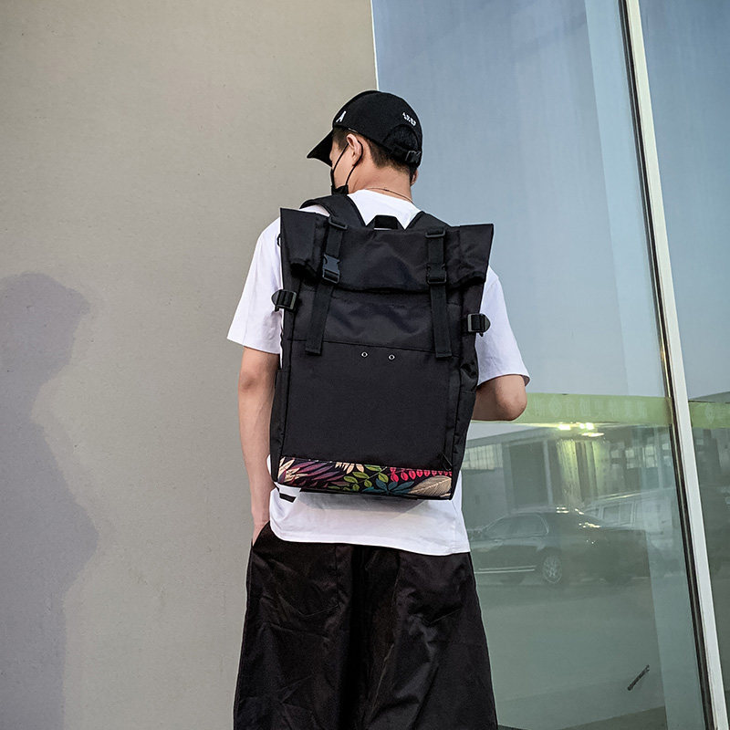 大学生书包男 潮牌百搭校园背包简约街头潮流轻便可放电脑双肩包