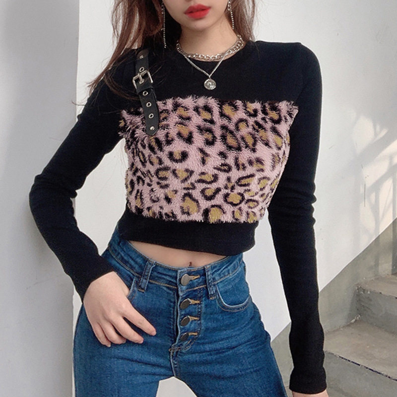 buckle design round neck pullover blouse women秋季女豹纹毛衣在类目 女装/女士精品, 毛衣中 - 来自Buy2taobao.com提供专业的淘宝代购服务