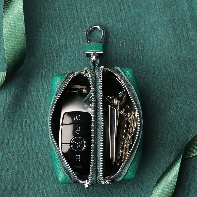 钥匙包男女大容量车钥匙收纳包小巧零钱包真皮多功能锁匙包双层