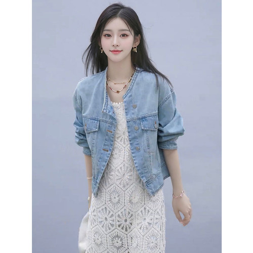 春季复古短款牛仔外套女小个子
