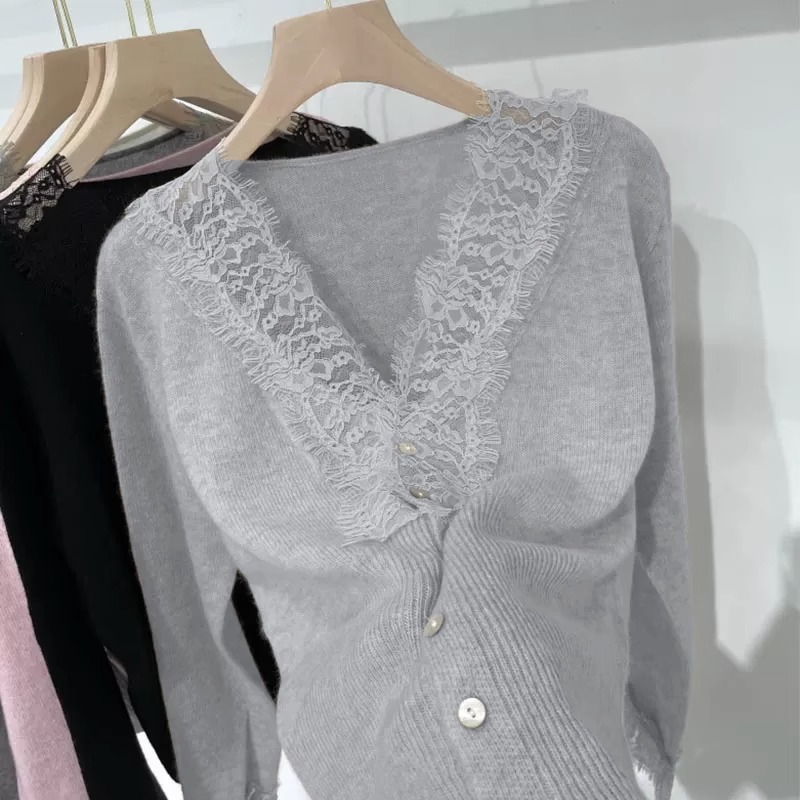 晶巴茵其他单排扣V领开衫