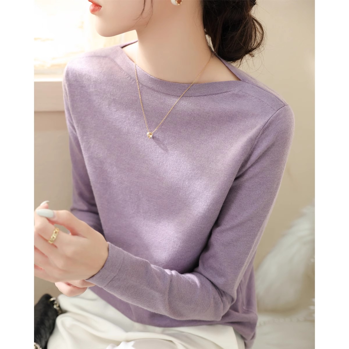 晶巴茵其他套头一字肩