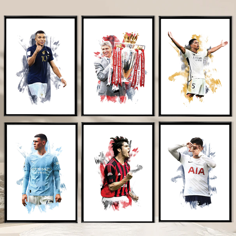 绘画球星足球照片墙挂画摆件海报
