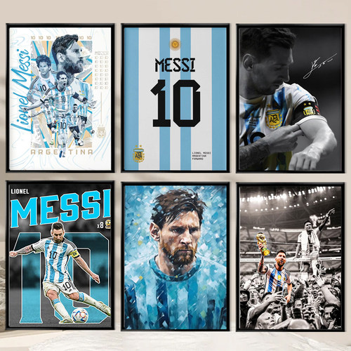 梅西阿根廷足球铝合金艺术装饰画