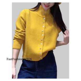 2025冬新款半高领韩版毛衣开衫女修身百搭立领小个子针织开衫外套