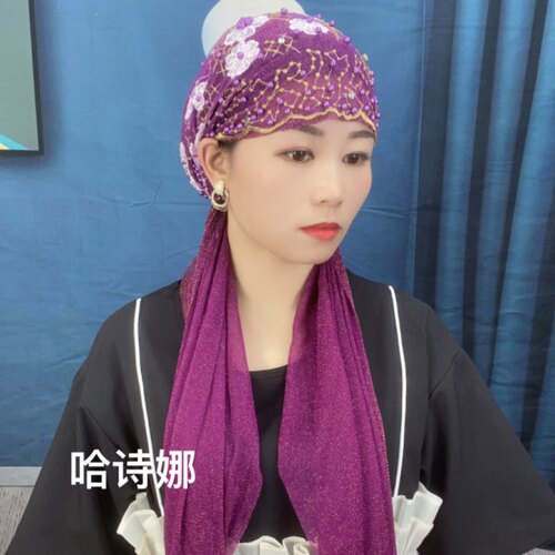 哈诗娜新款刺绣花朵邦巾女士盖发头巾帽子网红爆款四季可戴包头帽