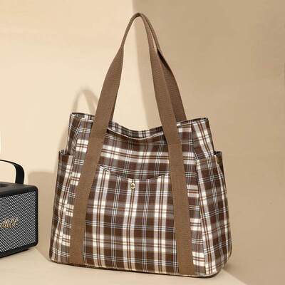 南风Chio2nd大容量格子包女2026春季新款时尚百搭通勤托特包女森