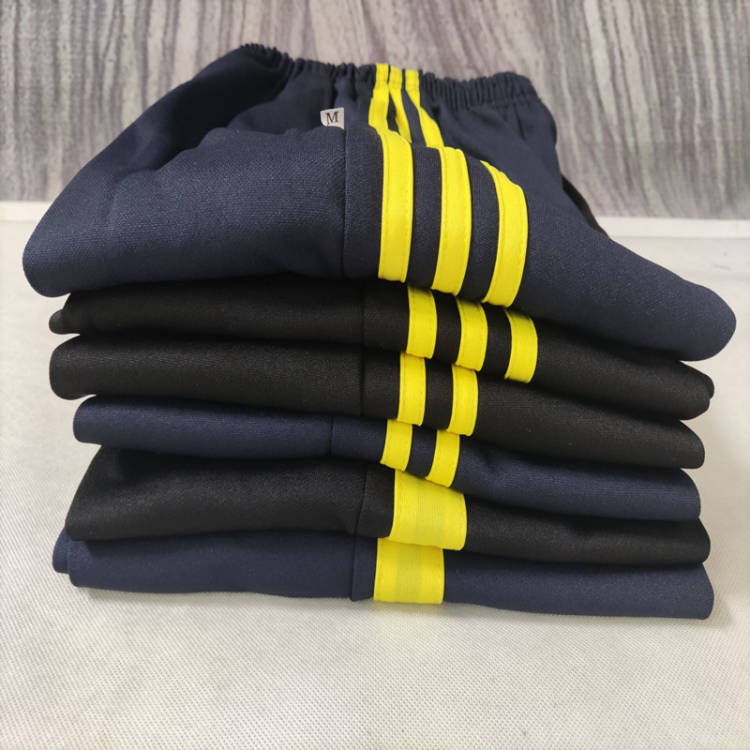 藏蓝色香蕉条纹校服裤子宽松