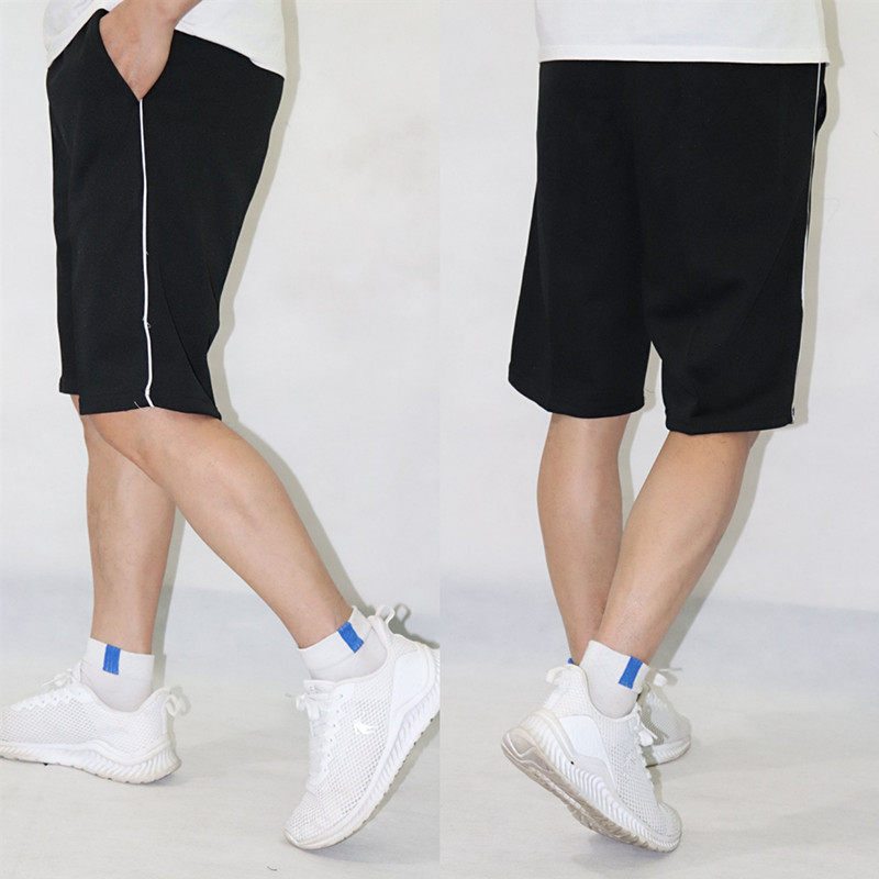 黑色休闲短裤男女士运动五分裤初高中小学生透气速干细条短校服裤
