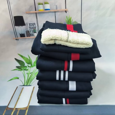 冬季羊羔绒加绒藏蓝色校服裤子中小学生运动裤加厚保暖男女休闲裤