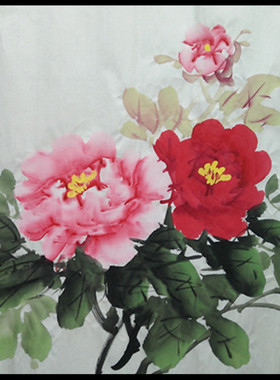手绘牡丹画三尺斗方国画花鸟画