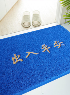 蓝色家用出入平安门垫入户进门门口地垫塑料防滑地毯户外门厅脚垫
