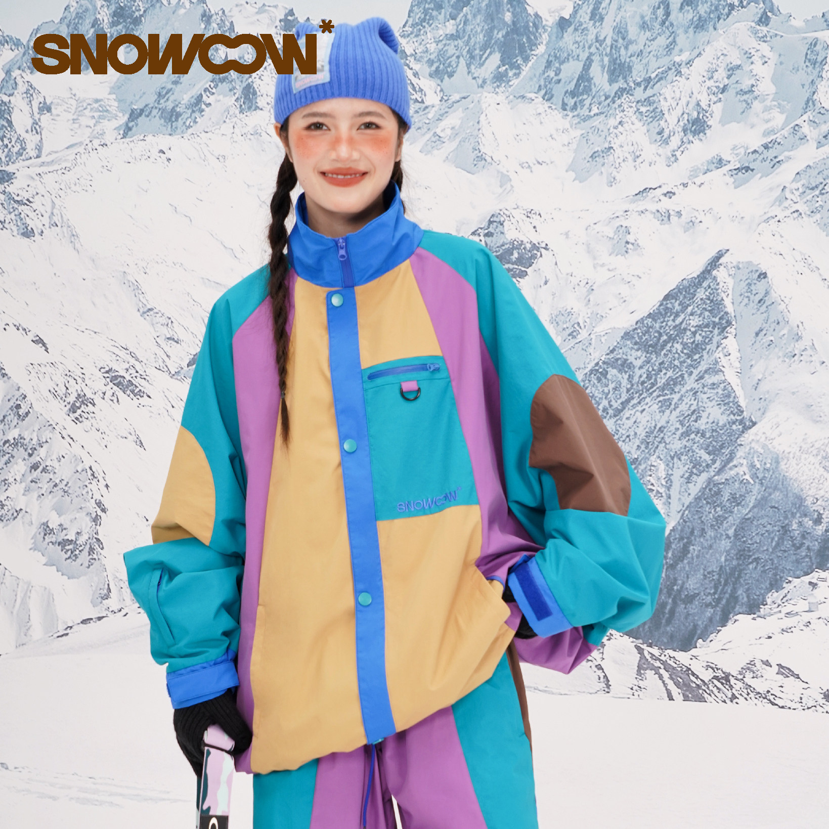 SNOWOOW复古拼接滑雪服
