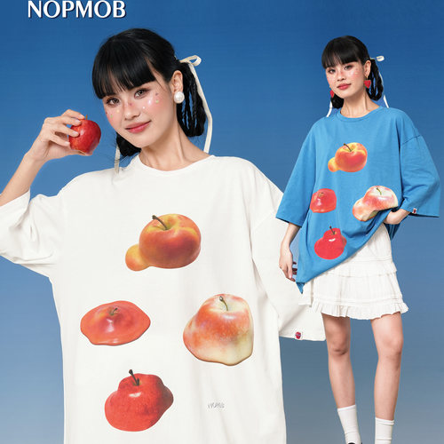 NOPMOB苹果印花宽松大T恤