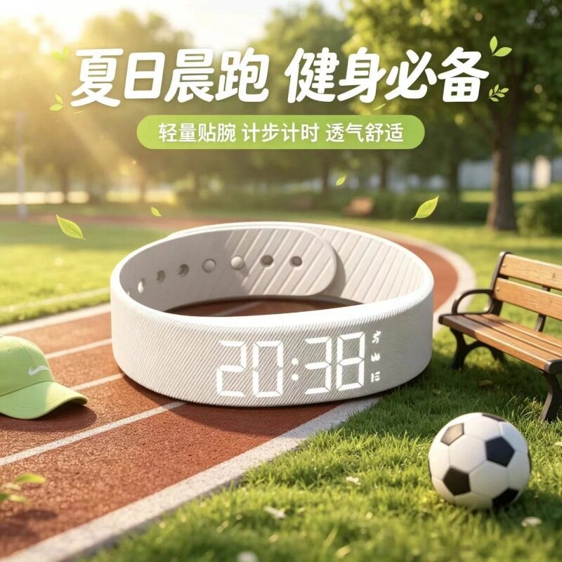 崇戴 【震动无声】运动手环计步学生闹钟手表高颜值多功能XR28