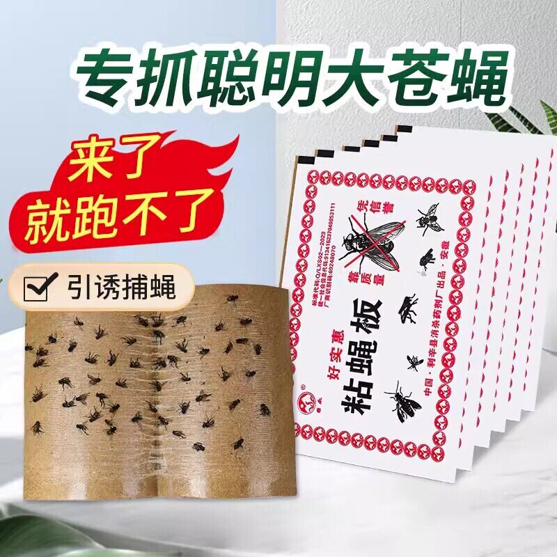 苍蝇贴强力粘苍蝇纸粘蝇板药沾蚊杀手捕捉器灭蝇子神器粘蝇板家用