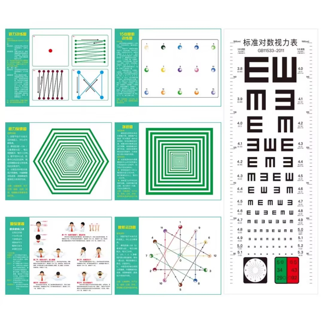 儿童视力训练图视力表近视弱视训练图眼肌运动图增视图眼保健操图