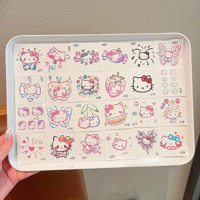 kitty猫贴纸女孩儿童奖励纹身贴手臂卡通水印贴防水持久多巴胺贴