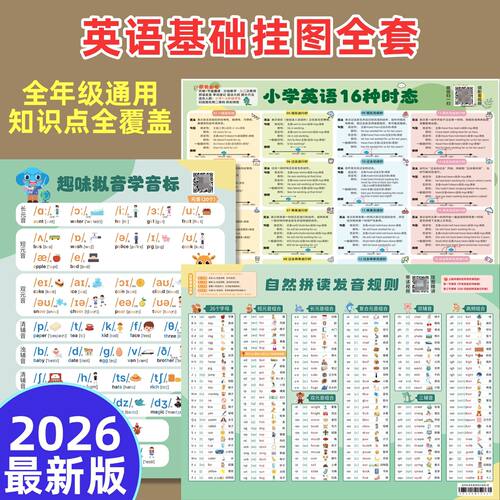 小学英语自然拼读发音规则表音标教材教具玩具有声挂图学习神器