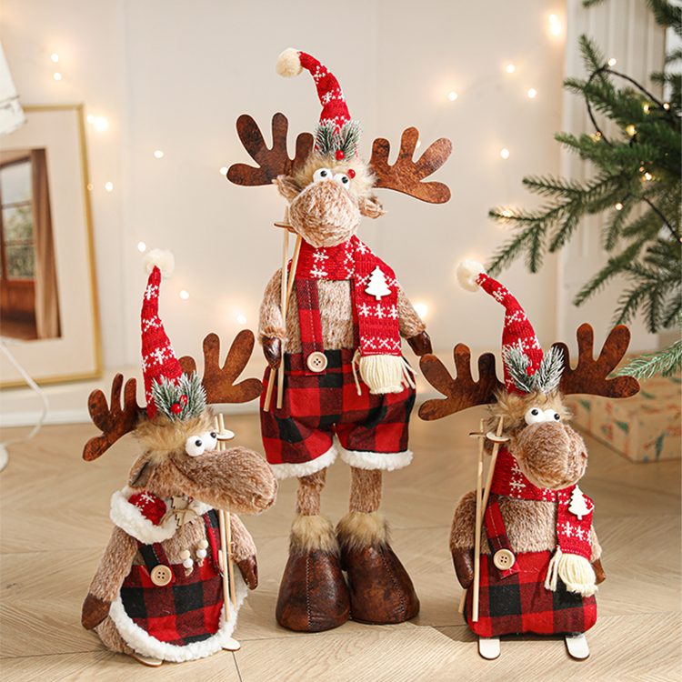 德国进口圣诞装饰品麋鹿场景摆件