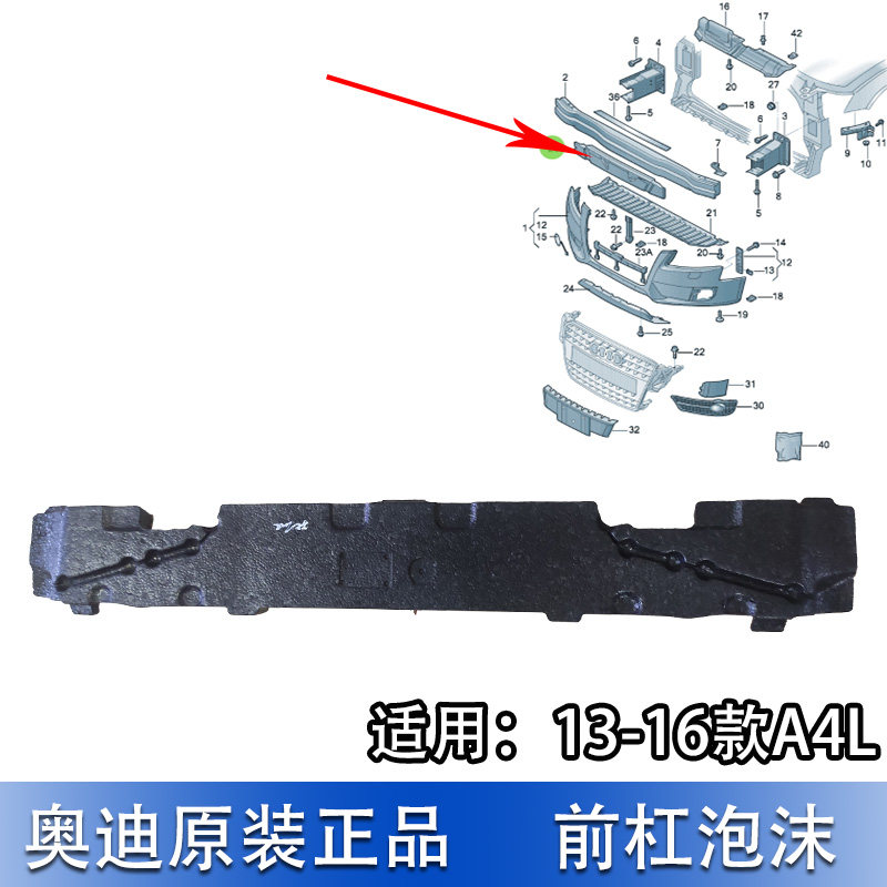 适配奥迪a4l 13-16款b8pa 前保险杠防撞泡沫 前杠骨架缓冲
