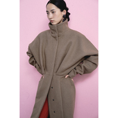 ENK 大衣外 复古堆积感廓形收腰进口羊毛立领中长款 Shanghai 两色