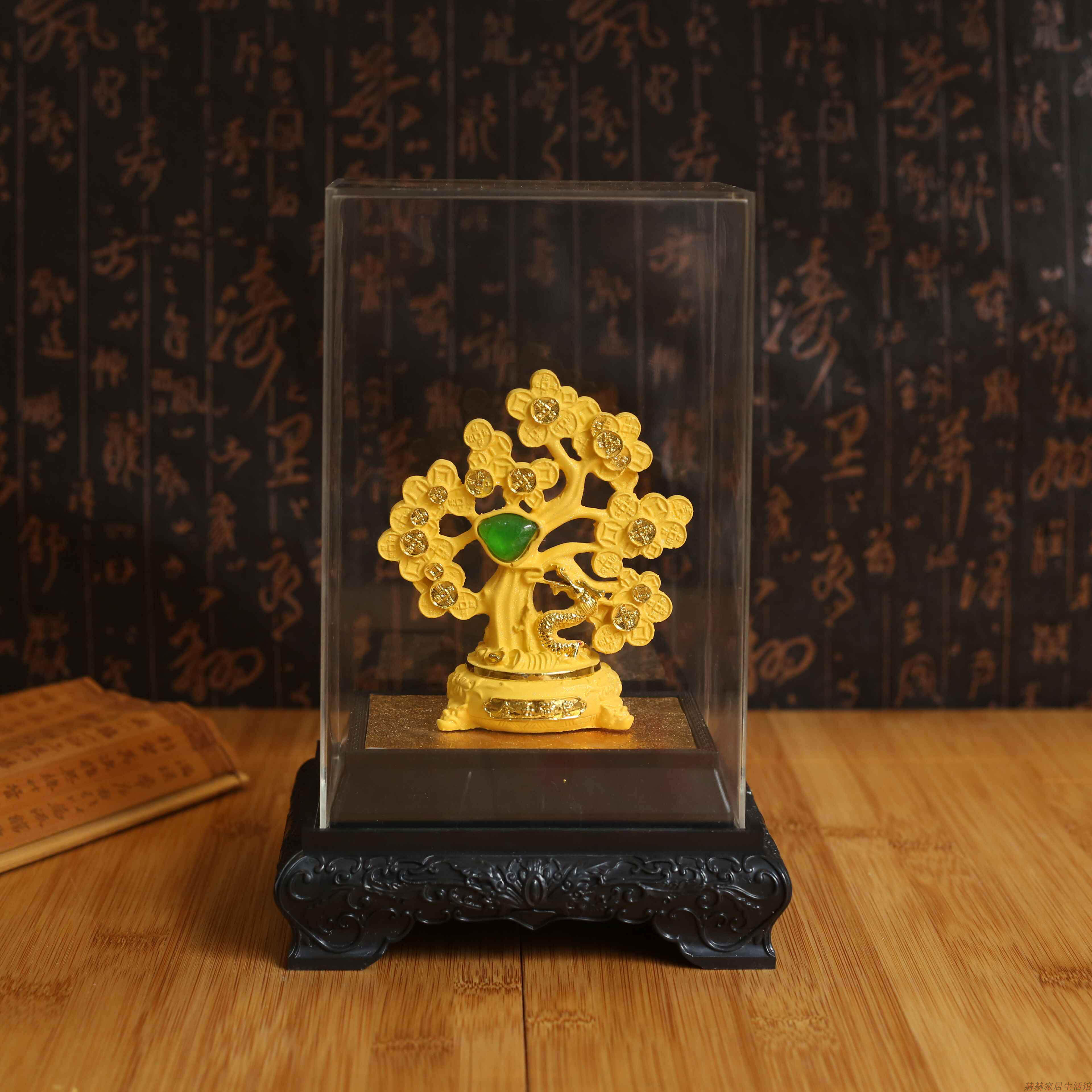 绒沙金新品特价招财金树摆件 办公室桌面摆件 吉利寓意装饰品4s点