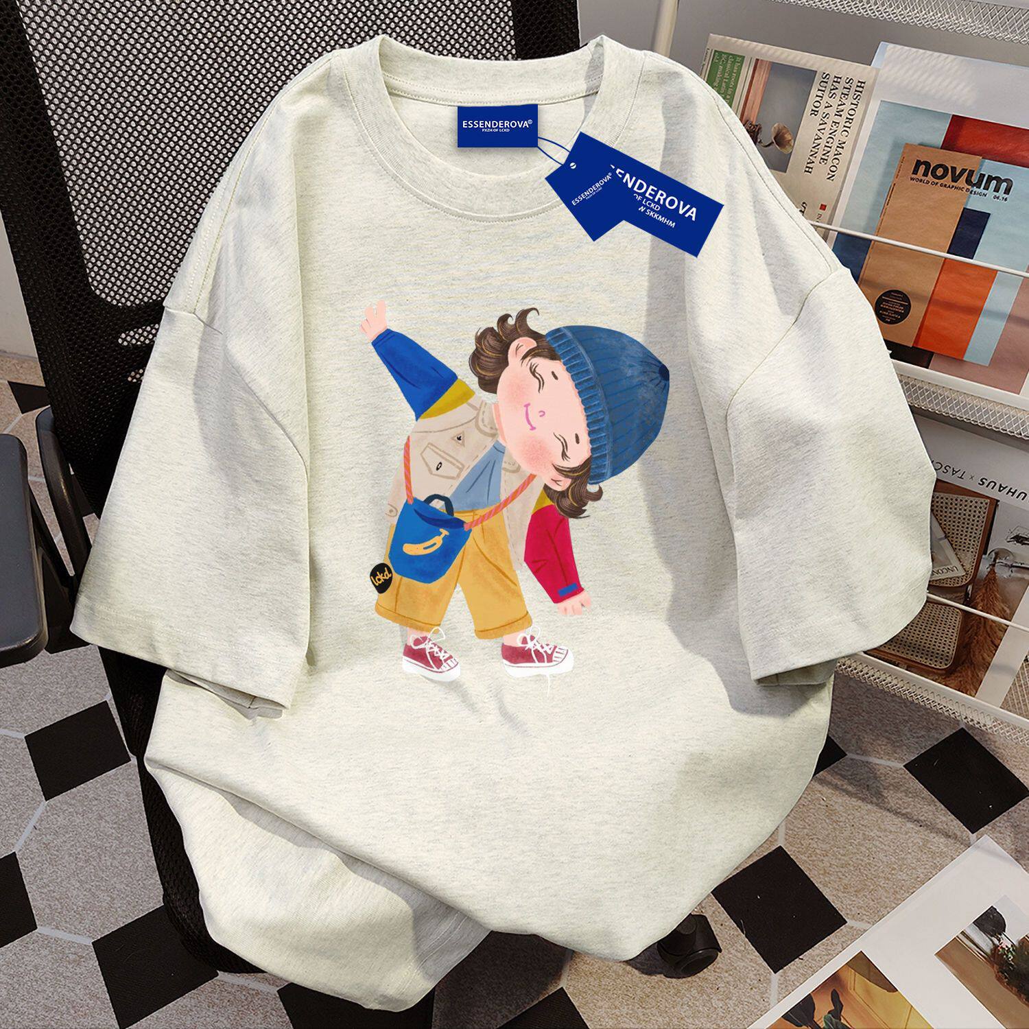 纯棉小众设计感字母印花短袖女美式潮牌t恤夏季百搭宽松休闲上衣