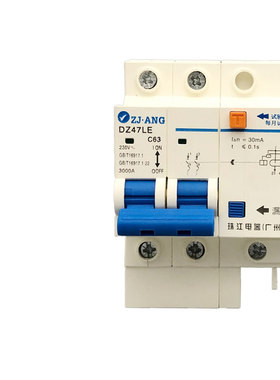 珠江DZ47LE-63漏电保护开关家用总开关双极2P63A漏保总闸40安