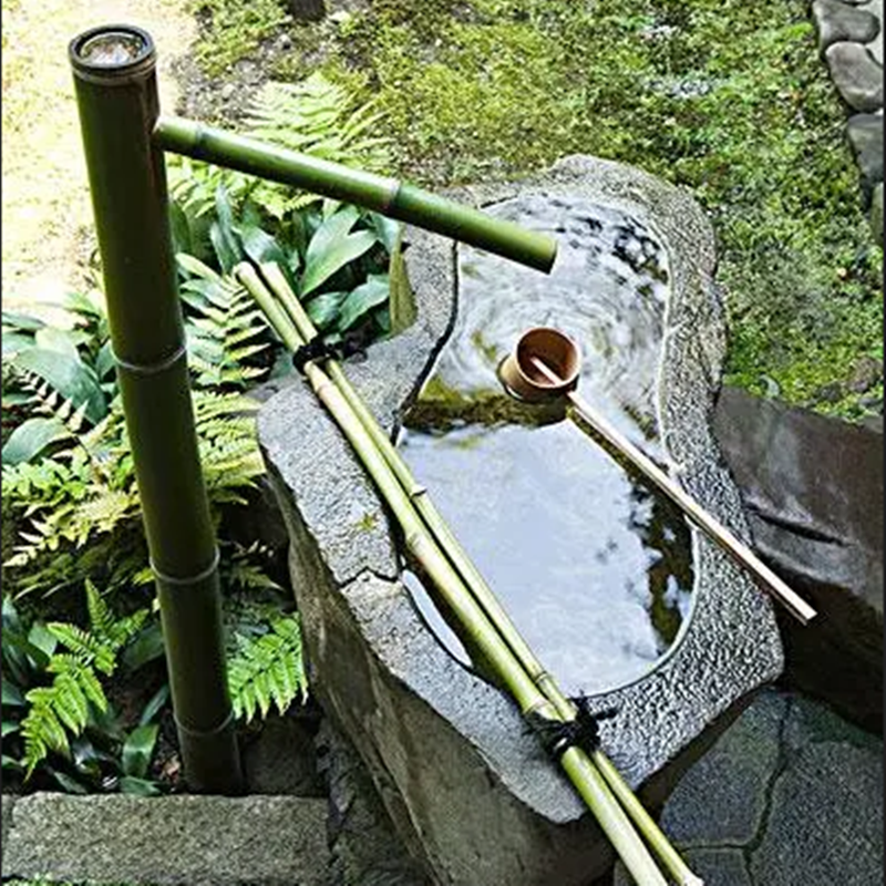 日式庭院流水景观摆件石槽水钵养花石钵户外园林竹子滴水缸青石盆