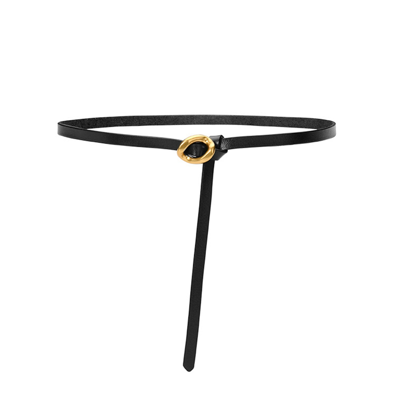 女链条扣牛皮合金腰带