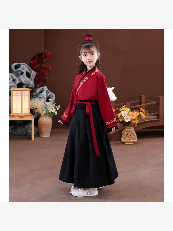 儿童花木兰汉服开笔礼三字经男女童演出服中国风古装朗诵国学服图片