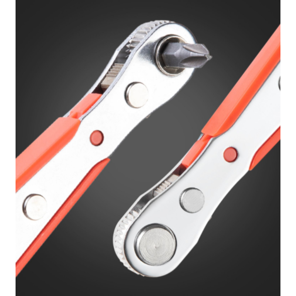 正反转棘轮螺丝刀直角拐弯器弯头磁吸扳手组套十字一字短批头套装