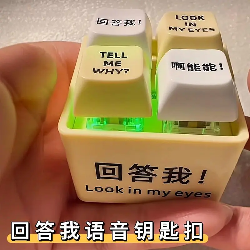 回答我按键玩具会发声发光语音钥匙扣趣味搞笑语录恶搞解压好物