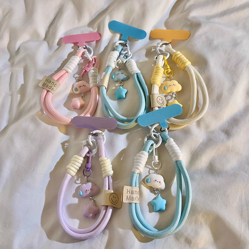 简约ins立体吊坠无语云朵星星编织可爱少女心手机挂饰钥匙扣便携