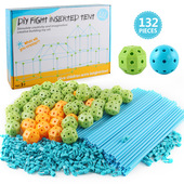 厂家跨境货源132PC儿童拼插帐篷城堡玩具DIY百变插珠室内户外