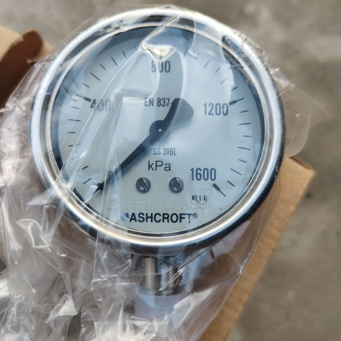 ：美国雅斯科ASHCROFT液压表0-1600kPa需要