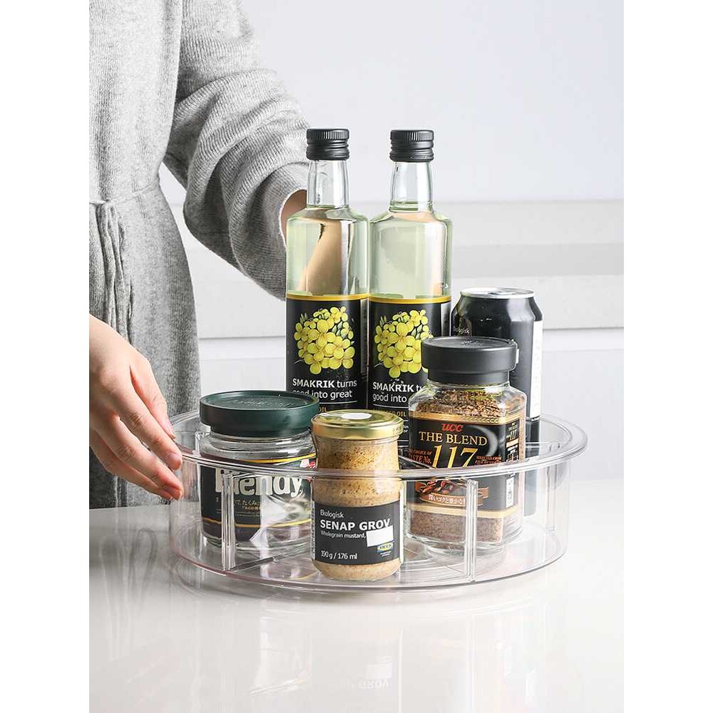 新款直销xyt冰箱旋转收纳盘多功能橱柜分格整理盒吊柜护肤瓶罐小