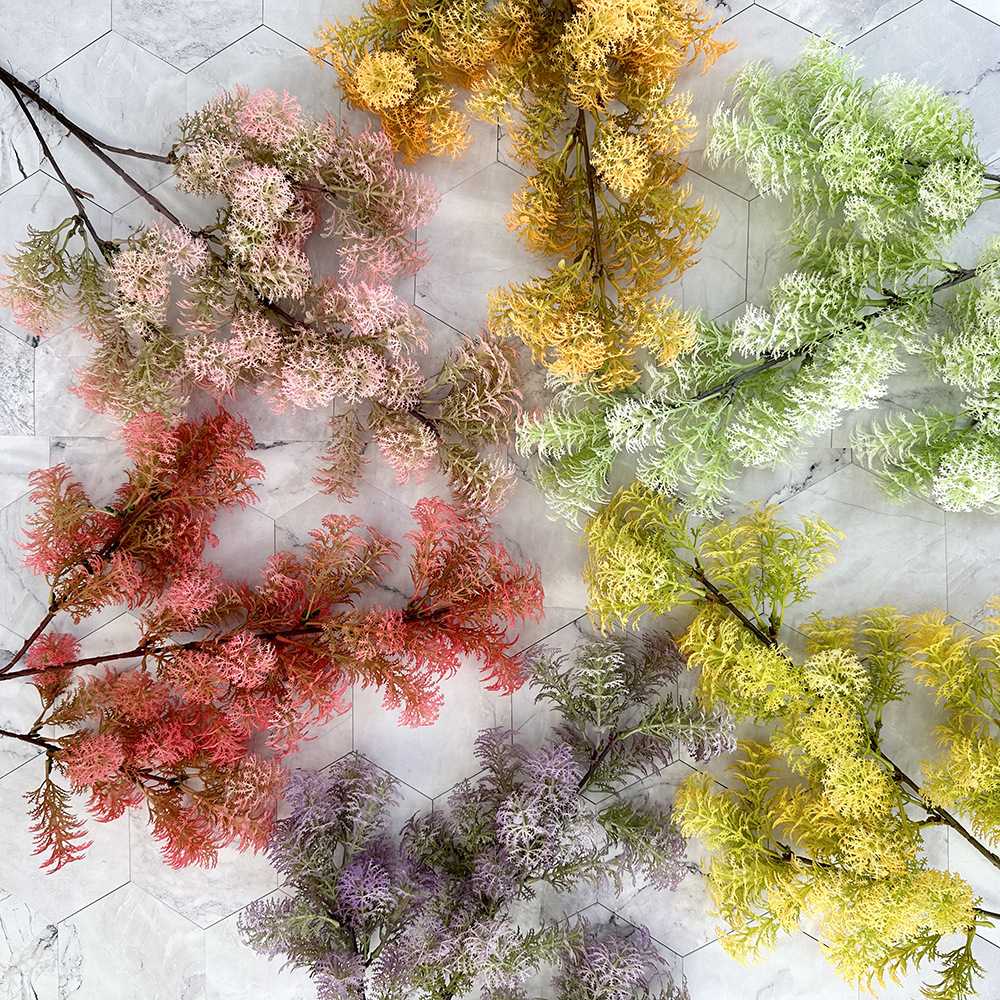 新款直销雪梨毛绒草仿真塑料绿色植物 植物墙人造松草仿真假花8